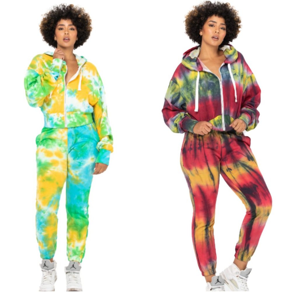 Tie-Dye Two-Piece  Hooded Jogger Set